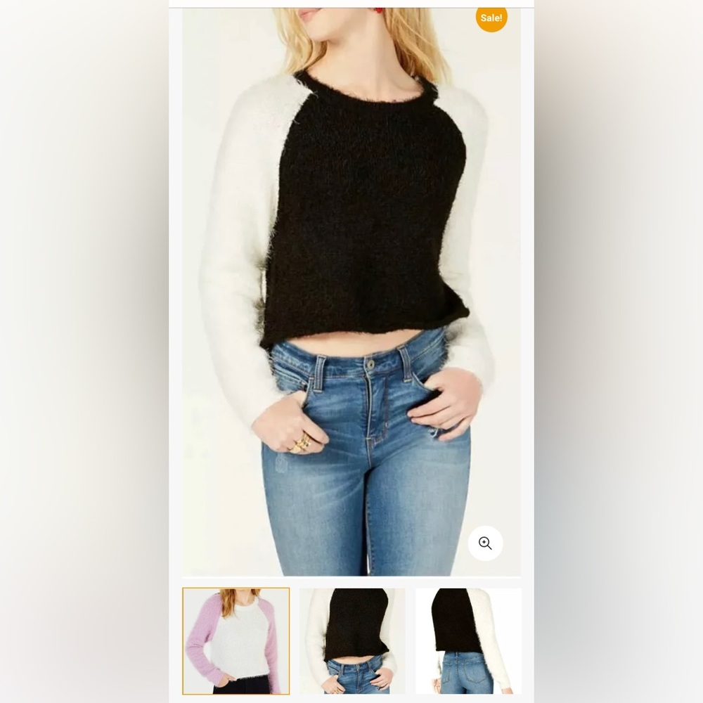 Planet Gold Women’s Purple & White Fuzzy Sweater